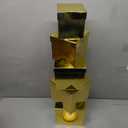 UNIQOOO 5PCS Metallic Gold Nesting Gift Boxes Set, Square Cardboard Storage Organizer Keepsake Box with Lid Durable Reusable, for Gift Wrapping Holiday Presents Christmas Birthday, Assorted Size