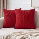 MIULEE Red Throw Pillow Covers Soft Corduroy Decorative Set of 2 Boho Striped Pillow Covers Pillowcases Farmhouse Home Decor for Couch Bed Sofa Living Room 20x20 Inch