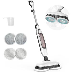 OLIXIS Steam Mop, All-in-One Scrubbing Steam Mops for Floor Cleaning with Rotating Pads, Floor Steamer with 2 LED Lights, 4 Cleaning Modes, Swivel Steering, 16.4 FT Cord, Safe for Hardwood and Tile
