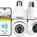 WESECUU Light Bulb Security Camera -5G& 2.4GHz WiFi 2K Security Cameras Wireless Outdoor Motion Detection and Alarm,Two-Way Talk,Color Night Vision,Human Detection, Bulb Camera Compatible with Alexa