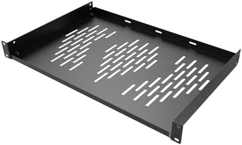 Beiyier 1U Server Rack Shelf, Suitable for 19" Network Equipment Racks and Cabinets, Ventilated Cantilever Tray, Depth of 12 inches, Well-Ventilated (1PCS, Black)