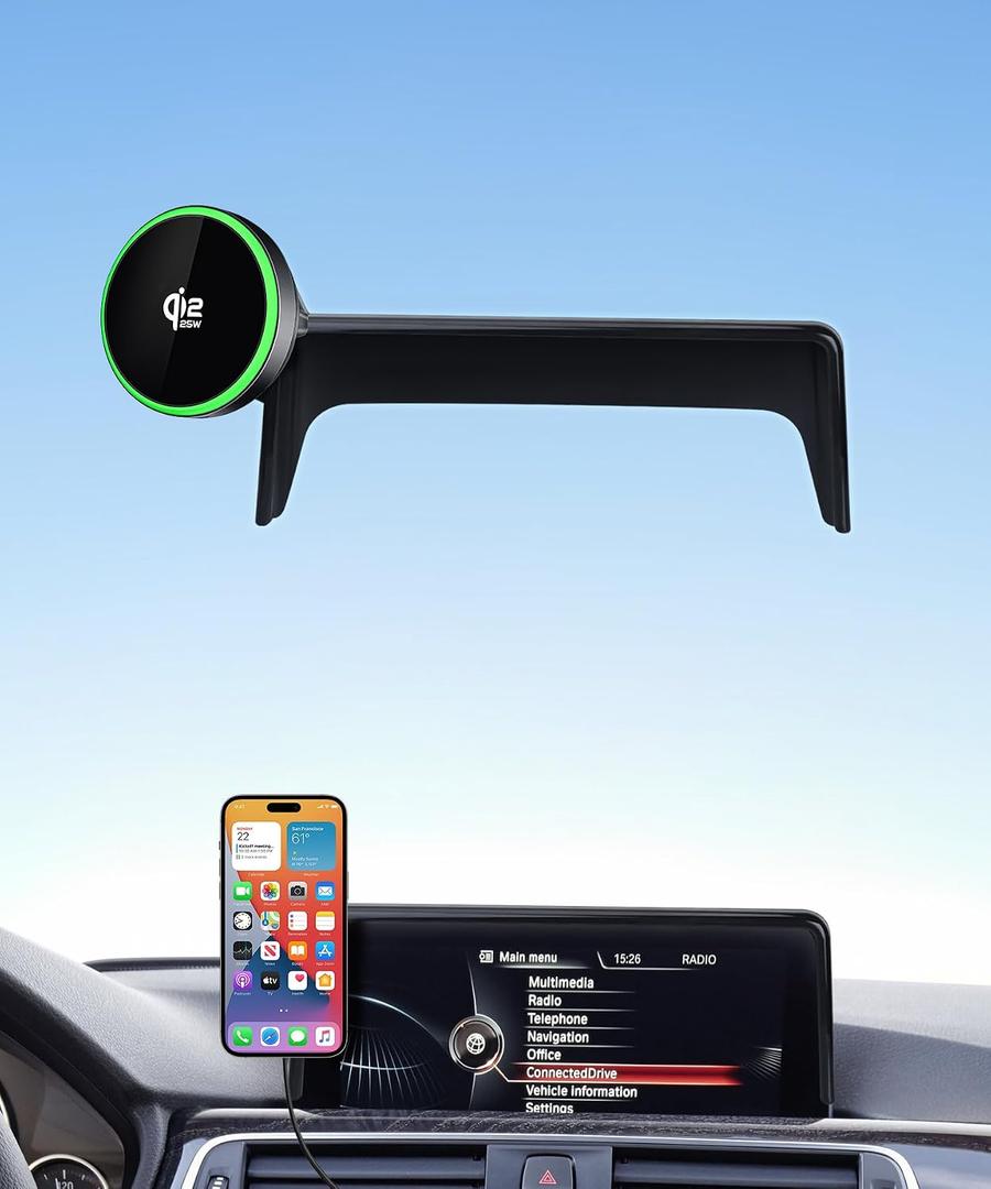 Qi2.2 Max 25W Fast Wireless Car Charger Phone Holder for 2012-2018 BMW 3 Series /2014-2020 4 Series/2014-2021 2 Series 8.8-Inch Screen, Magnetic Phone Mount Compatible with MagSafe