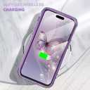 Cute Flower Case for iPhone 14 Pro 6.1 inch Built with Screen Protector, Lightweight and Stylish Full Body Shockproof Protective Rugged TPU Case for Women/Girls-Butterfly