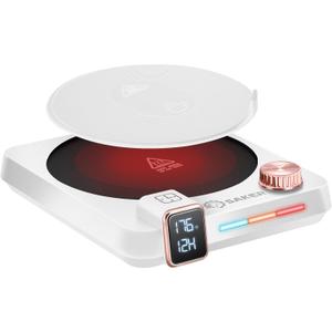 Saker Coffee Mug Warmer,9-Temp Settings with Temperature and Time Display, Auto Shut Off Smart Candle Warmer with Reservation Feature Cup Heater,Knob Adjustment with Anti-Scalding Silicone(White)