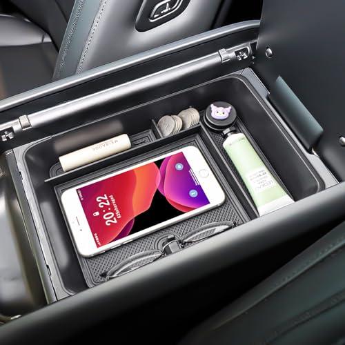 HGWEI Center Console Organizer Tray Compatible with 2024 2025 Hyundai Santa Fe Interior Accessories Insert Secondary Divider Middle Console Armrest Storage Box, Black