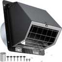 4" Dryer Vent Cover Outdoor,Dryer Vent Cover for Exterior Wall Vent Hood Outlet Air Vent,Dryer Vent Cover Outside,Exterior Dryer Exhaust Vent Cover Cap for House AC,Through Wall Dryer Vent Kit,Black