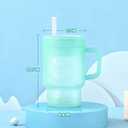 Tumbler Silicone Sippy Cup for Toddler with Straw and Handle, Water Bottle for Baby& Infant, 9oz Kids Cups Spill Proof, BPA Free, Toddler Travel Essential, Clear Green