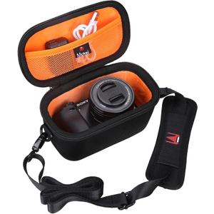 Mchoi Hard EVA Travel Case for Sony Alpha a6000/a6400/a6600/a6100/a5100 Mirrorless Digital Camera, Case Only, New Version, Orange (Black and Orange)