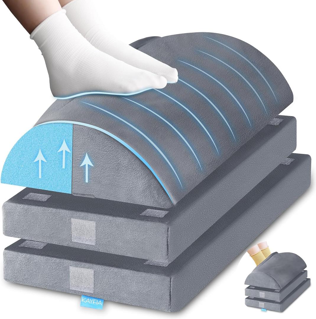 KAYFIA Foot Rest for Under Desk at Work XXL(20in) with 3 Adjustable HeightsFoot Stool with Supportive Gel Foam, Warmer Feet Pocket Footrest for Office Gaming Chair, for Leg Support -Gra (Grey)