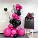 60pcs Hot Pink Black Clear Balloons Kit, 12 Inch Gothic, Glam & Princess Theme Party Balloons for Birthday, Graduation, Halloween, Mother's Day & Boho Chic Events Decorations
