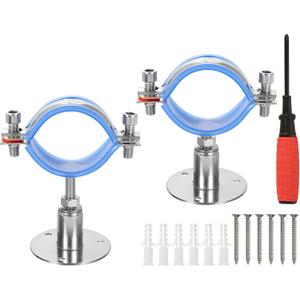 uxcell 2pcs Pipe Support, Stainless Steel Wall Mount Ceiling Mount Pipe Support Bracket, Adjustable Height 30-50mm for OD Pipe 54-57mm