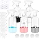 5 PACK/16 OZ Glass Spray Bottles with Upgraded Adjustable Spray Nozzle, Refillable Containers with Silicone Sleeve, Spray Bottle for Hair&Cleaning Solutions&Essential Oils-Pink Blue Gray Black White