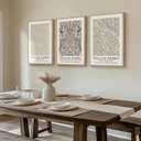 Framed 16x24 Neutral William Morris Botanical Canvas Wall Art, 3 Piece, 16"W x 24" H x 3Pcs