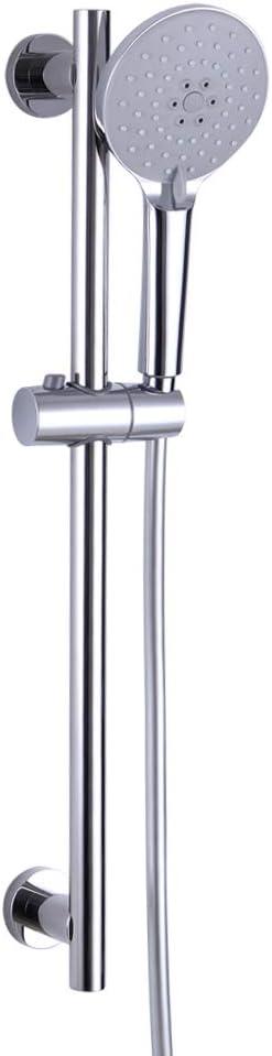 Shower Slide Bar with three Function Massaging Hand Shower Head Adjustable SUS 304 Stainless Steel Polished D500011C (Chrome)