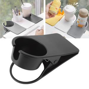  Drinking Cup Holder Clip Large Desk Cup Holder with Side Hole Beach Cups Holders for Chair Water Bottle Clip for Coffee Mug Soda Can, Black 