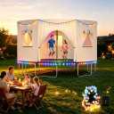 14FT Trampoline Tent Cover (Tent ONLY) Fits 6 Straight Poles with LED Light