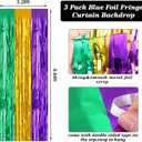 3 x Childom 2 Pcs Mardi Gras Decorations,Mardi Gras Backdrop for Party,3.28 x 8.2 Ft Foil Door Decor,Purple Green Gold Fringe Tinsel Backdrops,Carnival Party Supplies for Photo Booth Props Decorations