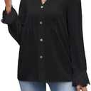 Eddoyee Womens Dressy Casual Long Sleeve Shirt 2025 Fashion Chiffon Lace Lantern Loose Top, Size Large