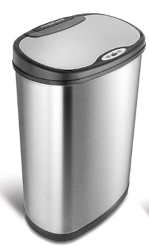 Ninestars Motion Sensor Trash Can Automatic Touchless Infrared Motion Sensor Trash Can, 3 Gal. 12 L., (Oval, Silver/Black Lid,  13L Gal 50)