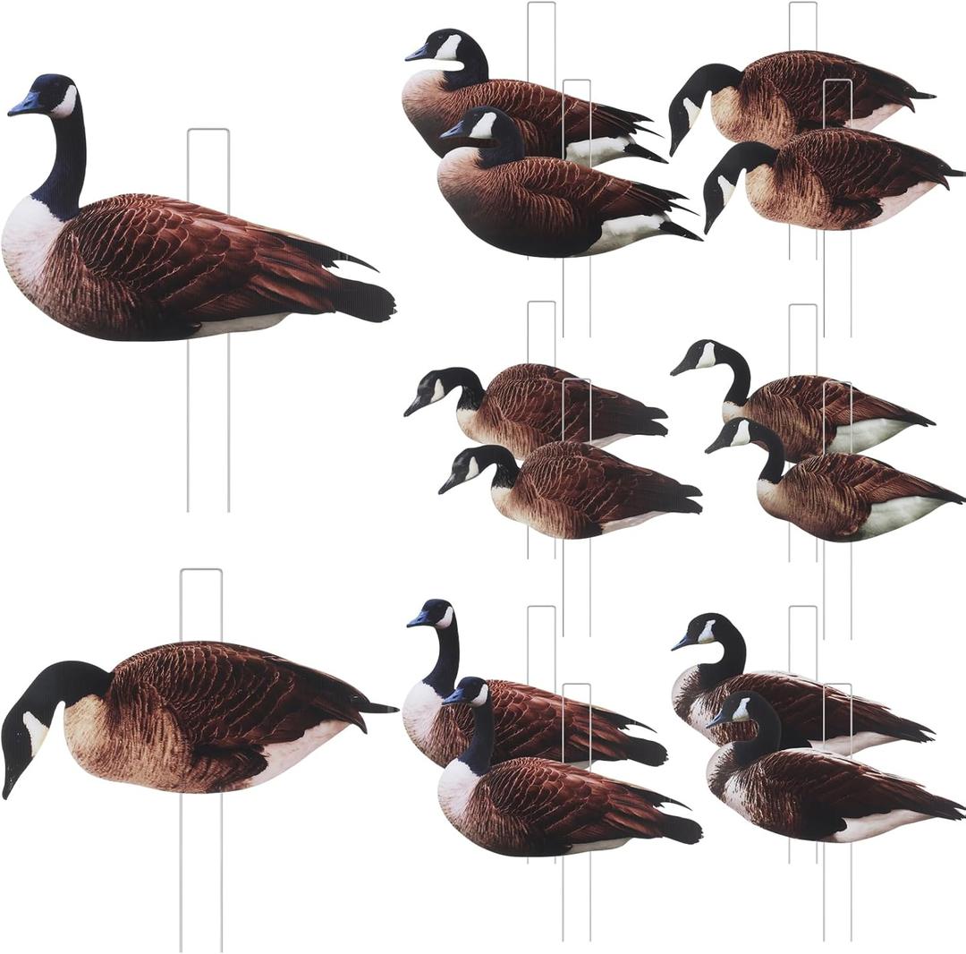 Goose Silhouette Decoys with Metal Stakes Goose Motion Decoys Set Outdoor Hunting Silhouette Stackable Realistic Vivid Easy to Carry for Field Pond