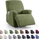 KinCam Recliner Covers, Stretch Reclining Chair Covers, Recliner Sofa Slipcovers Stripe Jacquard Recliner Couch Covers Furniture Protector Covers for Pet Kid (1 Seater, Olive Green)