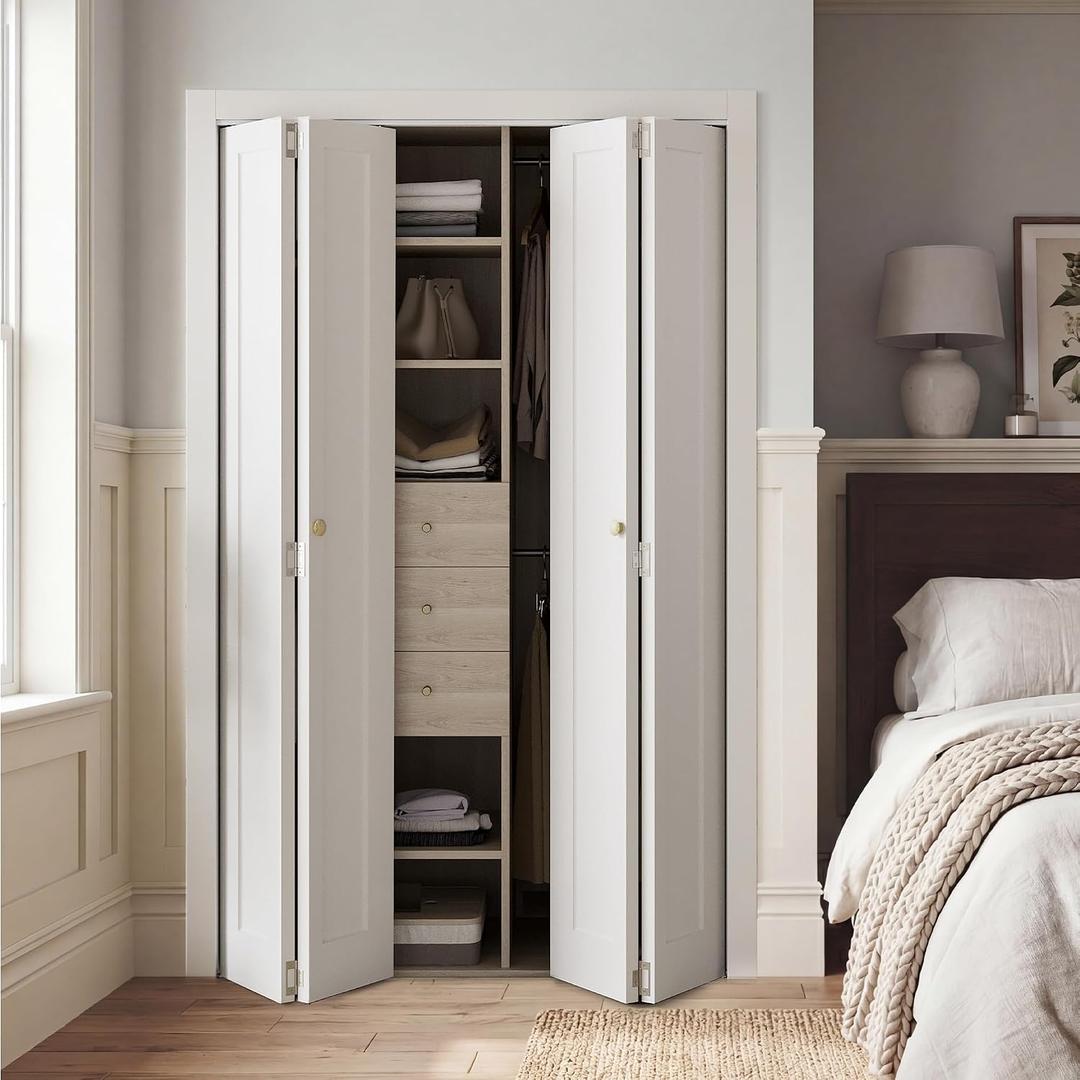 SMARTSTANDARD Bifold Closet Door for 72" x 80" Opening,1-Panel Bi-fold Door