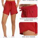 Women's 5"/7" Inseam Athletic Running Shorts with Zip Pockets Quick Dry Lightweight Workout Gym Shorts (Red, XL)