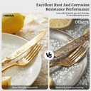 HIKAA Forged Silverware Set Stainless Steel Flatware Set,Service for 8,Matte Satin Polished Cutlery Set,Dishwasher Safe (Gold, 40PCS)