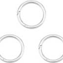 UNICRAFTALE 3pcs Spring Gate Rings Stainless Steel Spring Snap Clip Hooks Trigger Carabiner Clips Round O Rings Metal Keyring Buckle Clasps for Bag Purse Strap Key Chains35x3.5mm