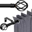 Curtain Rods for Windows 66 to 120, Black 120 inch Curtain Rod with Cage Finials, Adjustable Decorative Curtain Rods for Outdoor Patio, Sliding Glass Door, 10 ft Curtain Rod, 5/8" Diameter