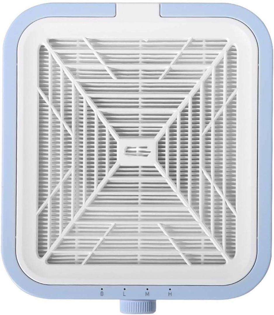 This Desktop Nail Polisher dust Collector Features Three Speed Settings, a Large mesh air Inlet, and a Simple White and Blue Color Scheme, Making it Suitable