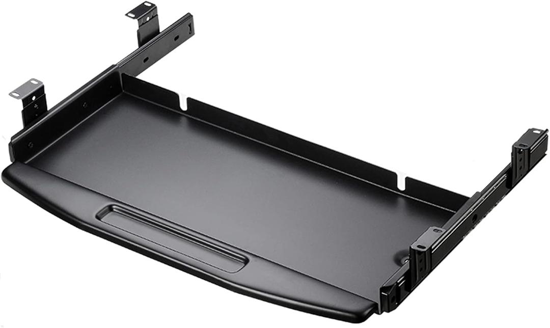 Y&J Keyboard Drawer Under Desk, Black/Grey Ergonomic Keyboard Tray, Keyboard Sliding Platform, Easy to Install (A1)