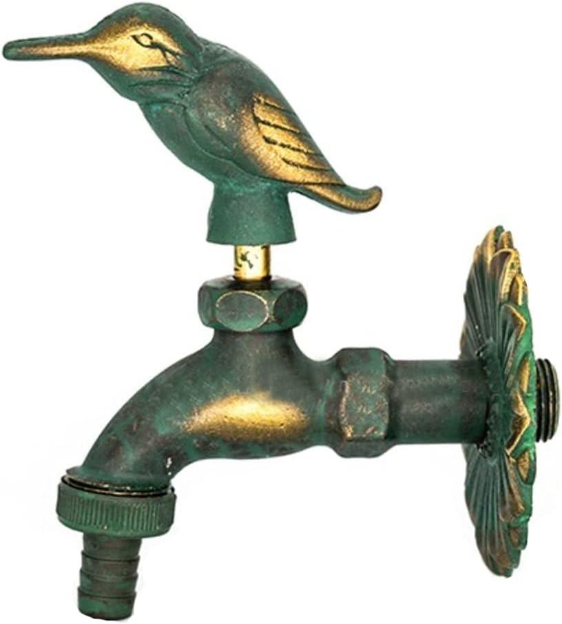 Outdoor Faucet Decorative Antique Green Bird Brass Garden Yard Animal Faucet Wall Mounted Tap Bibcock Hose Not Included