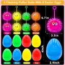 8 Pack Jumbo 4" Easter Eggs Filled with LED Puffer Balls, Light Up Squeeze Spiky Toys for Kids Stress Relief, Glow in The Dark for Easter Hunt Basket Stuffers Party Favors