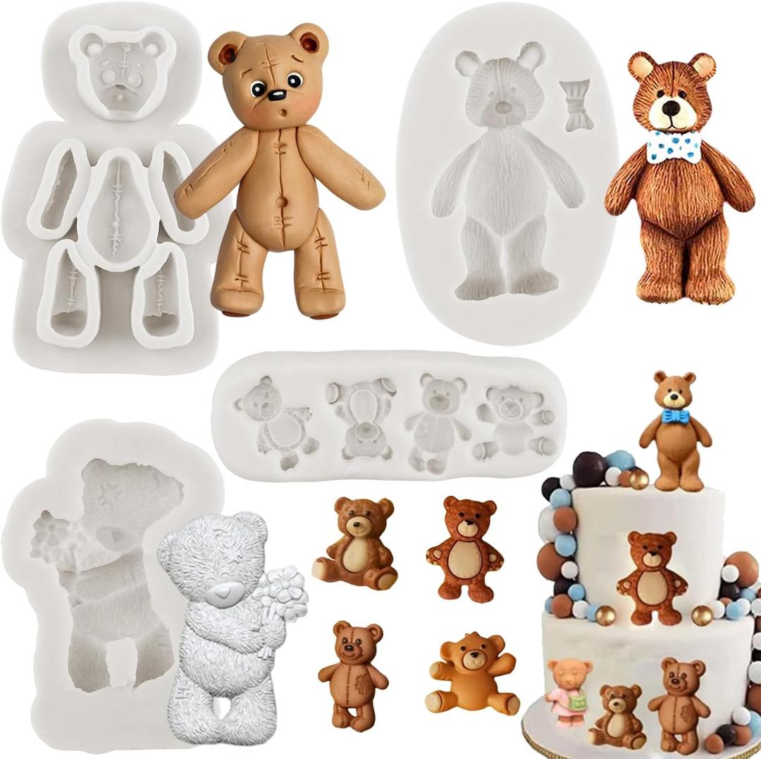 Bear Silicone Fondant Molds For Teddy Bears Cake Decorating Cupcake Topper Candy Chocolate Gum Paste