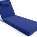 Chaise Lounge Cushion for Outdoor Furniture, Waterproof, Fade-Resistant and Tear Resistant, Patio Lounger Pads with Removable Cover for Pool, Deck, Lawn, 72x21x4 Inch, Royal Blue