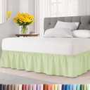 Wrap Around Dust Ruffle Bed Skirt - Light Sage Green - for Queen Size Beds w/ 21" Drop - Easy Fit Elastic Strap - Adjustable Pleated Bedskirt w/Brushed Fabric, Wrinkle Free - Women, Men, Kids & Teens