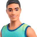 Barbie Fashionistas Ken Doll #236 with Black Hair, Wearing Blue and Green Ombre Tank with Jean Shorts and Silver Sneakers