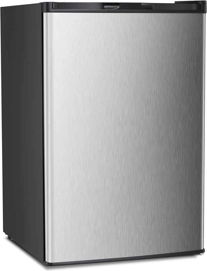 Antarctic Star Upright Freezer 3.0 Cu.ft, Compact Mini Freezer with Reversible Single Door, Temperature Control, Removable Shelves, Small freezer Stainless Steel for Dorms Home Office, Silver
