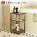 Fultyle Small Side Table, 3-Tier End Table Living Room with Storage, Wood Accent Table Bedside Table for Bedroom, Office and Small Spaces (Walnut Brown)