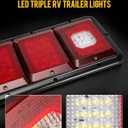 Partsam 2Pcs LED Triple Tail Lights 45 LEDs, Rectangle Vertical or Horizontal Mount LED Trailer Camper RV Tail Lights Stop Turn Tail Backup Reverse Lights Taillights w/Black Base - Red/Clear Lens