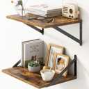 Deep Floating Shelves for Wall, 12 Inch Deep Floating Shelves Set of 2, 16"W x 12"D Wall Shelf, Wide Display Ledges Shelves for Bedroom, Bathroom, 12 Deep Bookshelf Wall Mounted - Rustic Brown