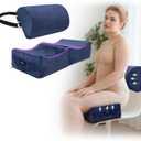 AOSSA BBL Pillow After Surgery for Sitting, Driving - Brazilian Butt Lift Seat Cushion & Back Support Set, Foldable Booty Pillow for Car, Travel, Office - Post Surgery Lipo Recovery Supplies (Blue)