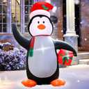 4FT Christmas Inflatables Blow up Christmas Hat Penguin Decoration with LED Lights Indoor Outdoor Graden Yard Lawn Party Holiday Decor