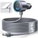 Starlink Mini Car Adapter with Waterproof Cord, Starlink Mini Accessories Car Charger [Dual PD 45W & USB-A 30W] Fast Charging Cigarette Lighter Adapter for RV, Boat, Trailer (16.4FT)