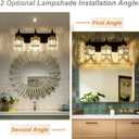 Modern Crystal Bathroom Vanity Light 3-Light Brass Wall Light Fixtures Over Mirror Black and Gold Vanity Lighting for Bathroom Square Shade Brass Wall Sconce