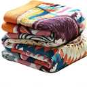 VANJOROY Boho Throw Blanket, 100% Organic Muslin Cotton Skin-friendly Breathable Ultra Soft Bed Quilt Throw - All Season Bohemian Decor Luxury Colorful Blanket for Sofa Couch Chair and Gift. 80" x 90"