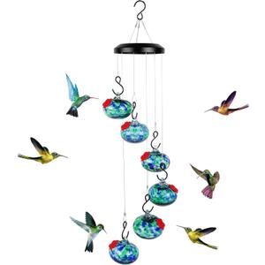 Headak Life Charming Wind Chimes Hummingbird feeders for Outdoors Hanging ant and bee Proof,Never Leak,Perfect Garden Decor for Outside (6 balls-Blue)