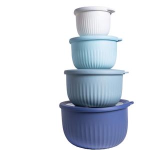 COOK WITH COLOR Prep Bowls with Lids- Wide and Deep Nesting Plastic Small Mixing Bowl Set with Lids, 8 Piece Set - Deep Bowls, Blue