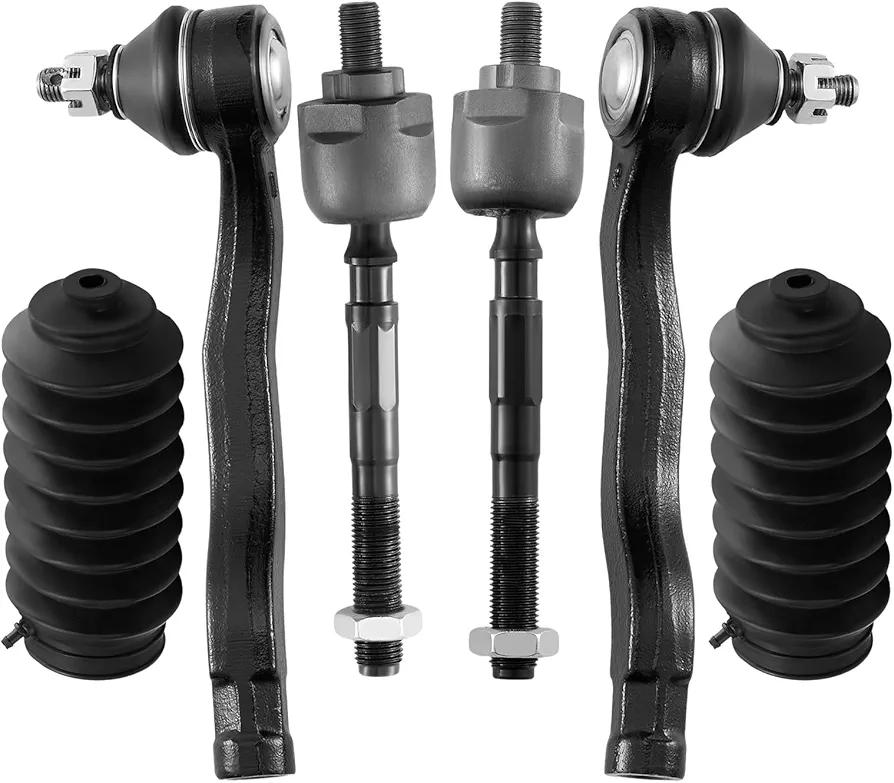 BDFHYK 6pcs Front Inner & Outer Tie Rod Ends Kit w/Tie Rod Boot Compatible with 1997-2000 Acura EL 1996-2000 Honda Civic Replacement for EV367 ES3331 ES3332